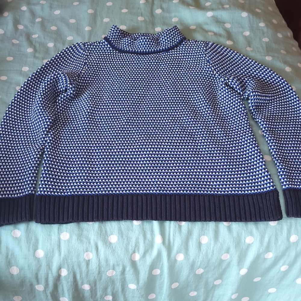 Liz Claiborne Navy and White Cowl Sweater
